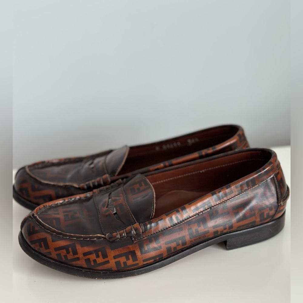 Rare Fendi Vintage Monogram Penny Loafers | Made in Italy | EU 36.5